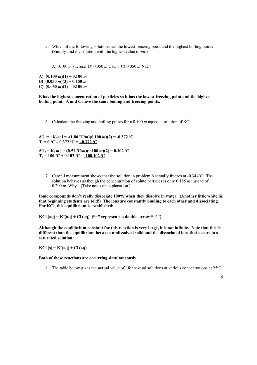 Colligative Properties (Chemistry) Answer Key - Page 13