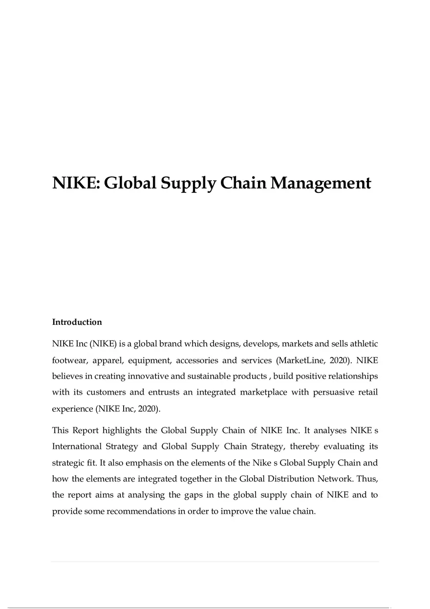 NIKE - Global Supply Chain Management - Page 1