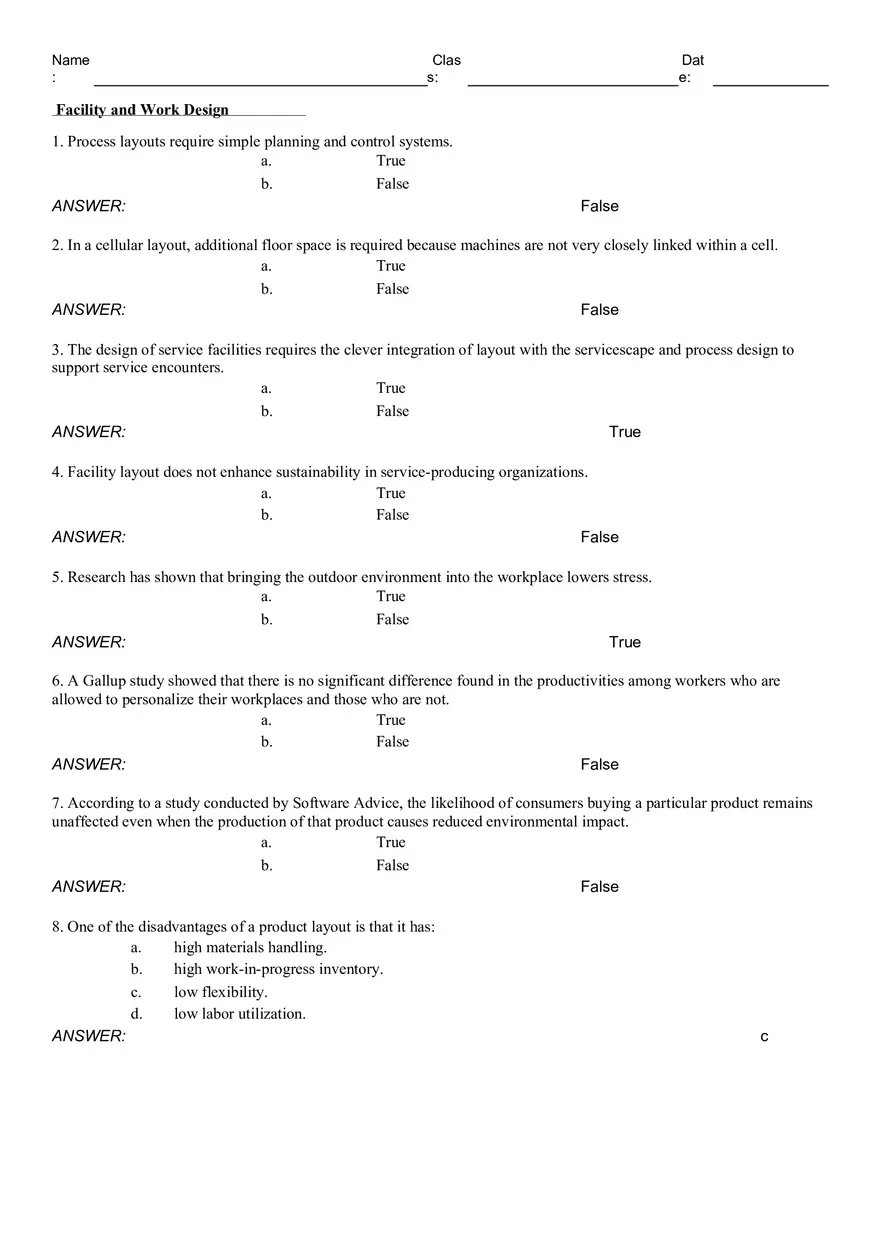 Facility and Work Design - Page 1