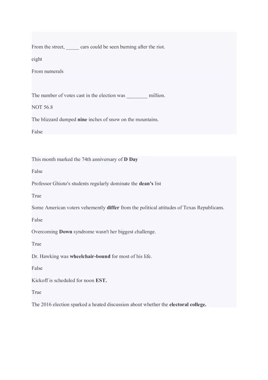 AP Style Numerals Quiz - Page 3