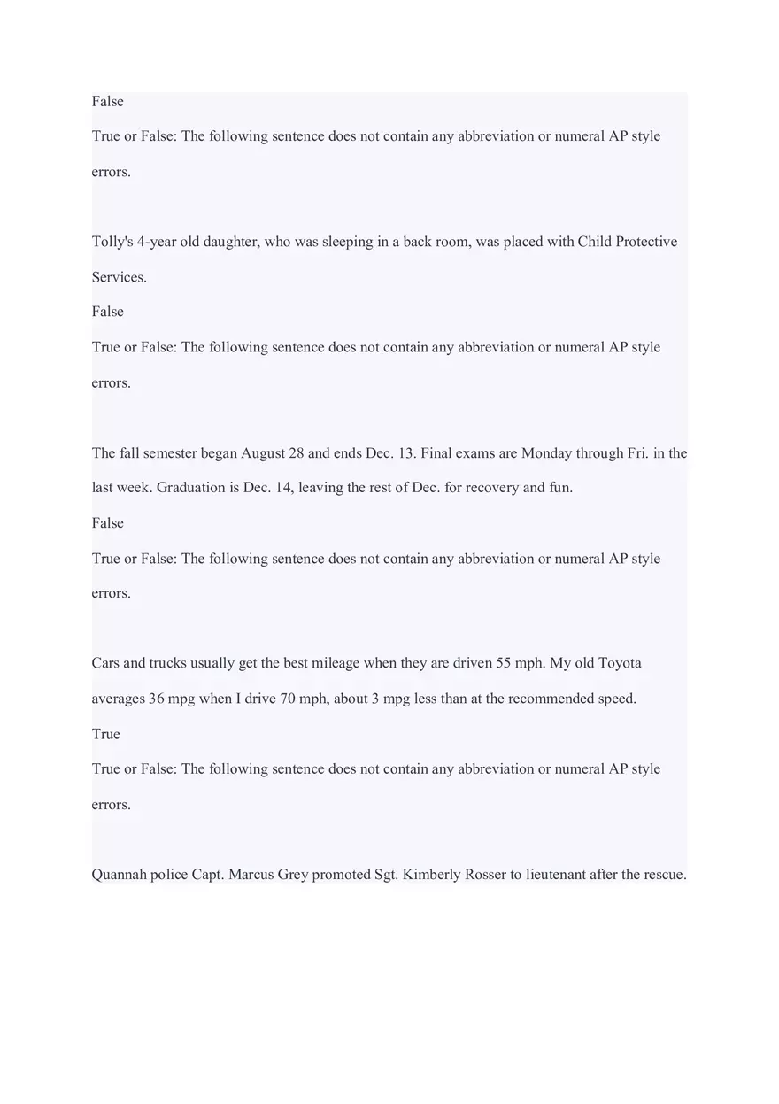 AP Style Numerals Quiz - Page 5
