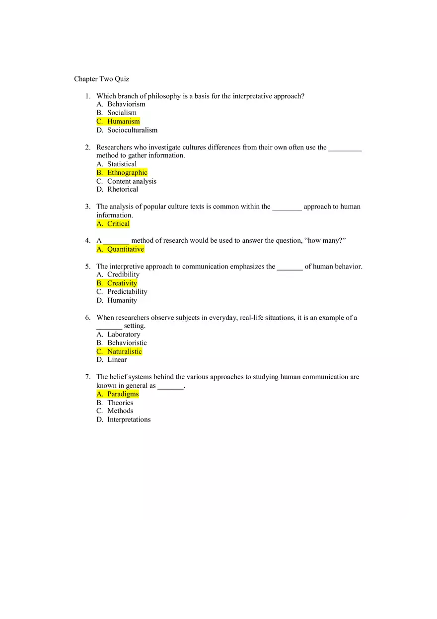 Chapter Two Quiz - Intro To Communication - Page 1