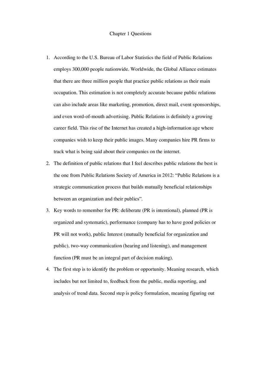 Principles Of Public Relations - Lecture Notes Chapters 1-3 - Page 1