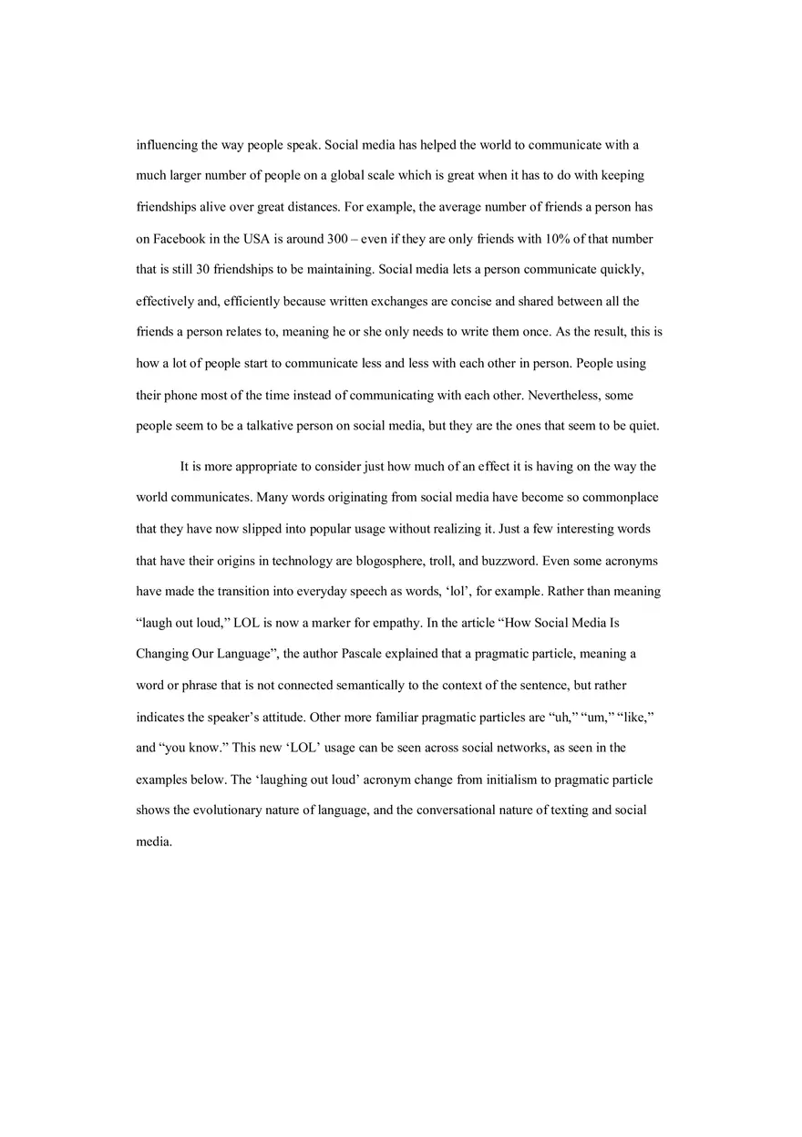 Effects of Social Media Argumentative Essay - Page 2