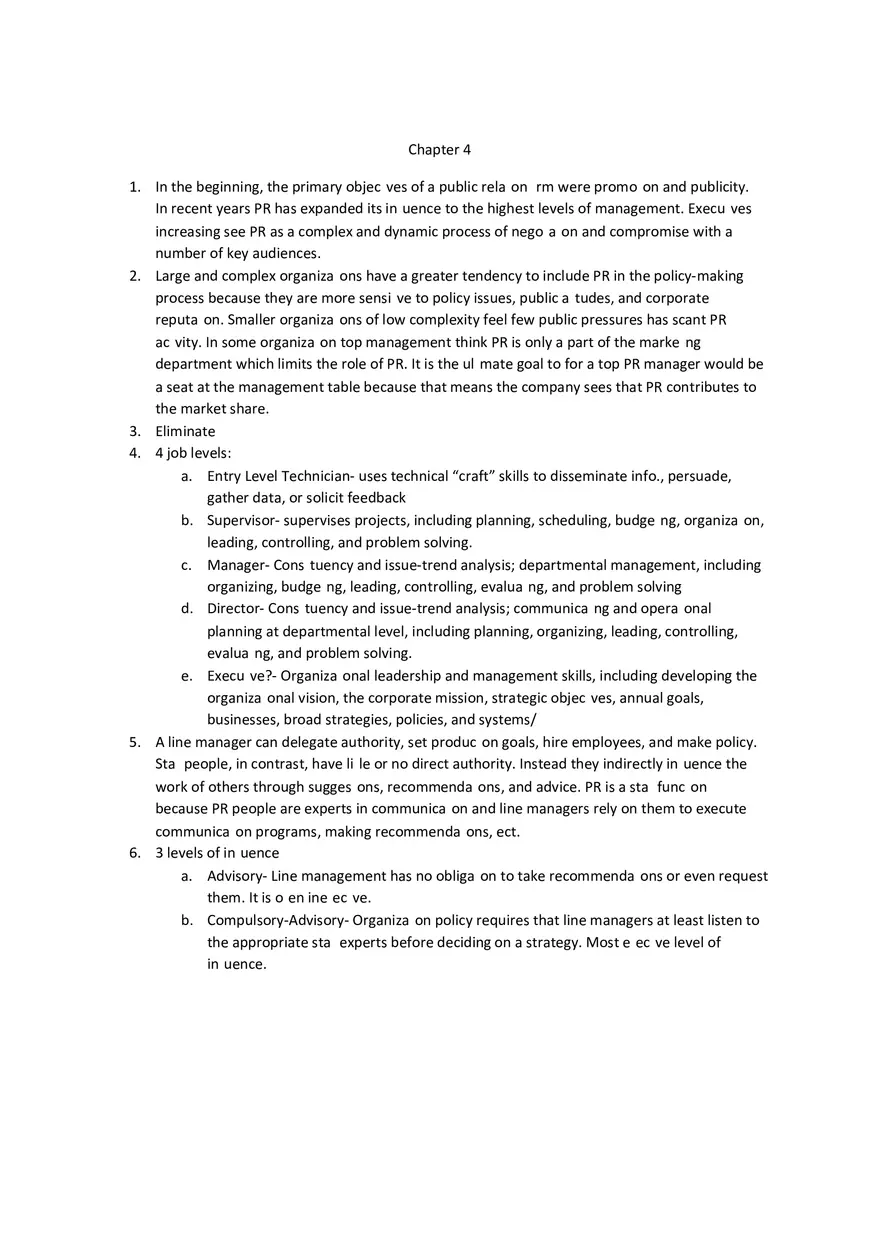 Principles Of Public Relations - Lecture Notes Chapters 4-9 - Page 1