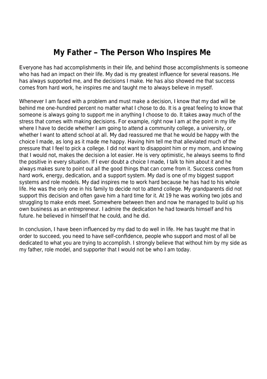 My Father the Person Who Inspires Me - Page 1