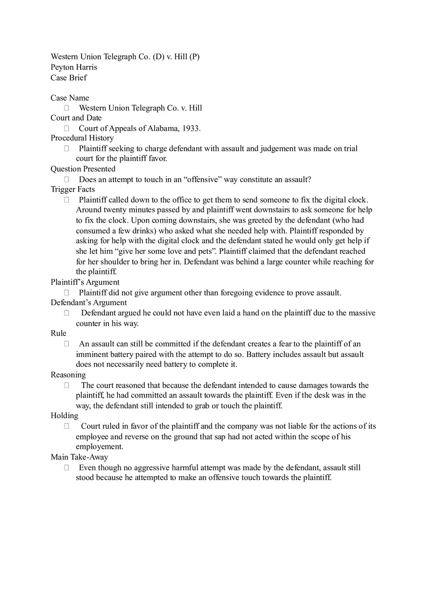 Western Union Telegraph Co. v. Hill - Page 1