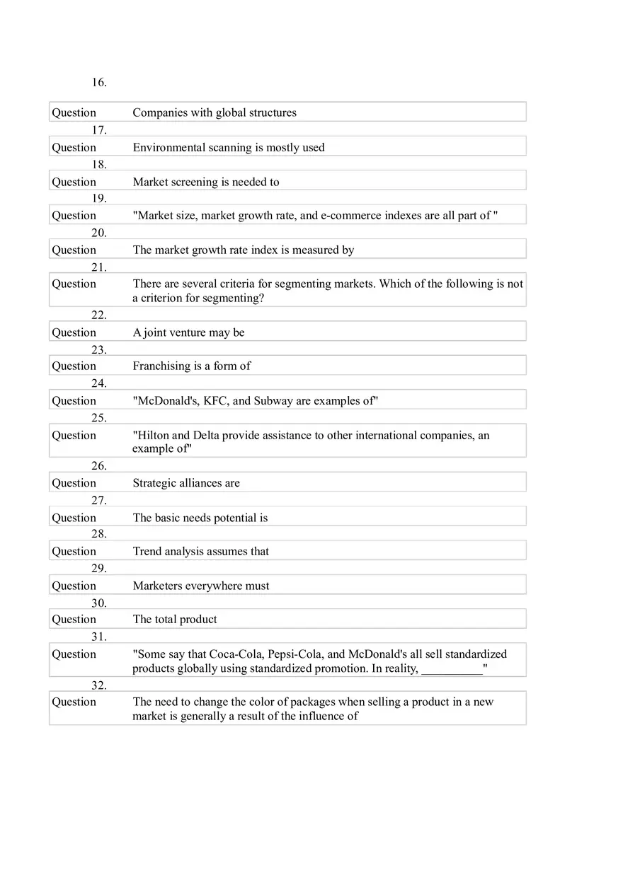International Business - Final 100 Questions - Page 2