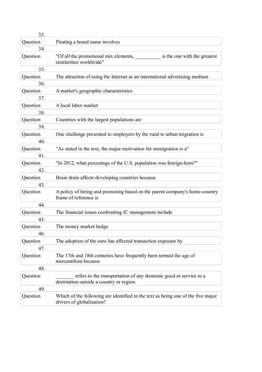 International Business - Final 100 Questions - Page 3