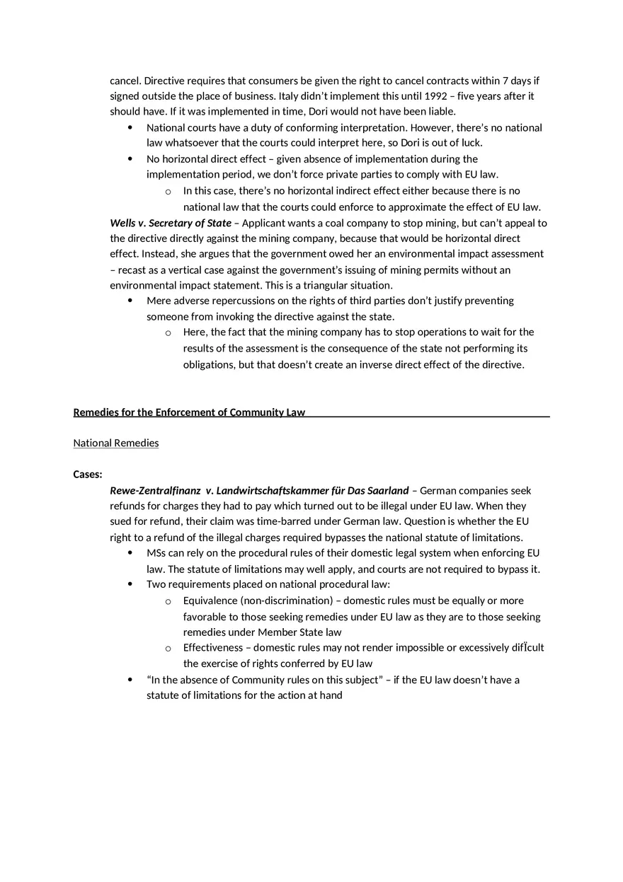 Law Outline - Summary European Union Law Part 2 - Page 7