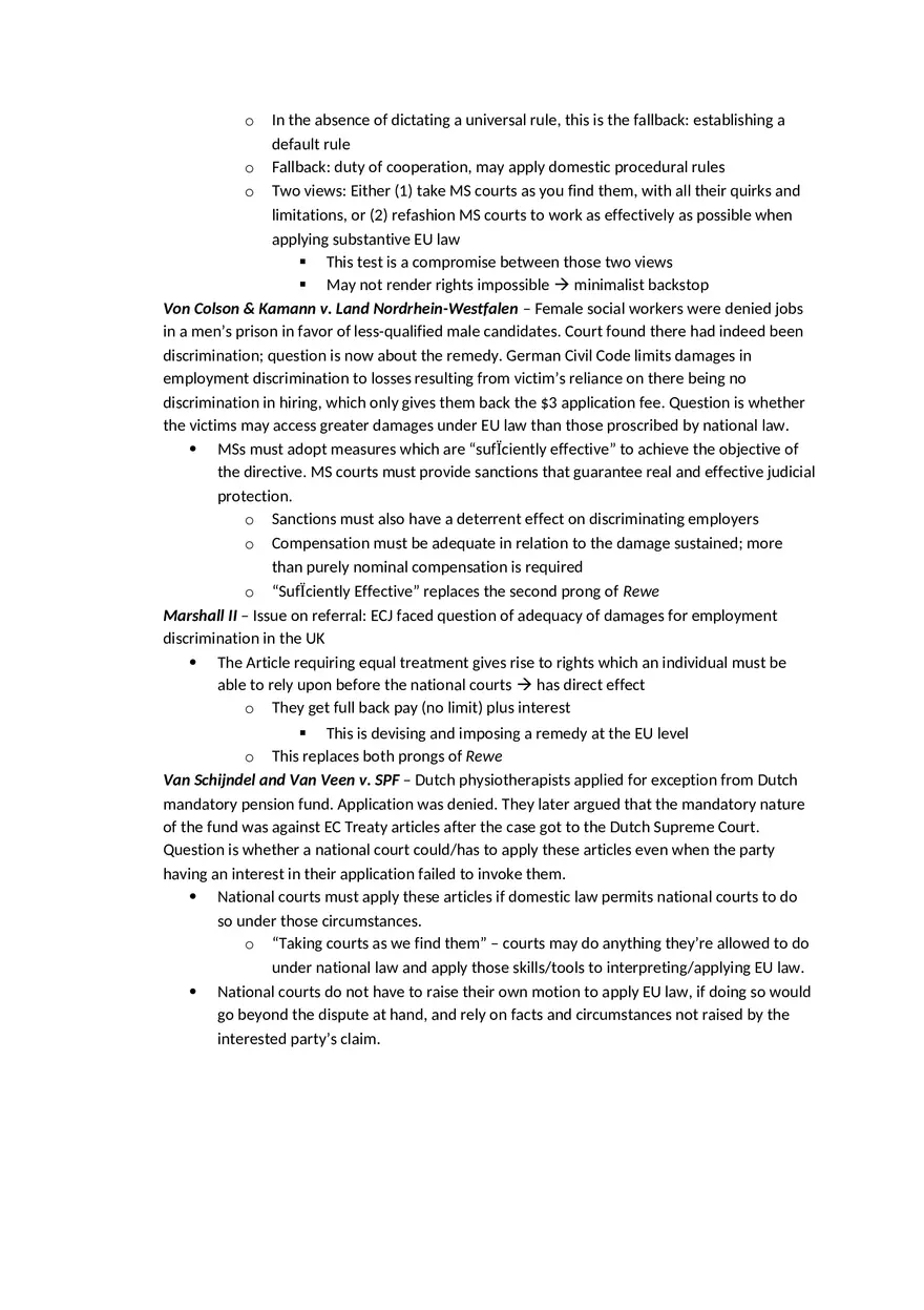 Law Outline - Summary European Union Law Part 2 - Page 8