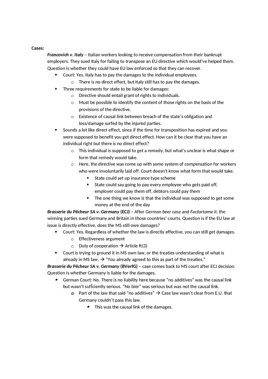 Law Outline - Summary European Union Law Part 2 - Page 11