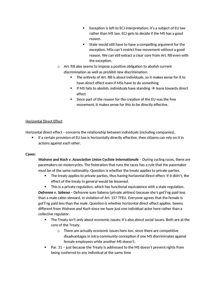Law Outline - Summary European Union Law Part 2 - Page 2
