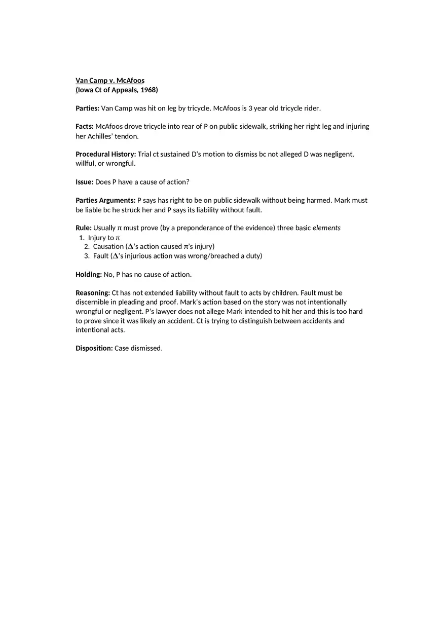 Van Camp v Mc Afoos Case Brief - Page 1