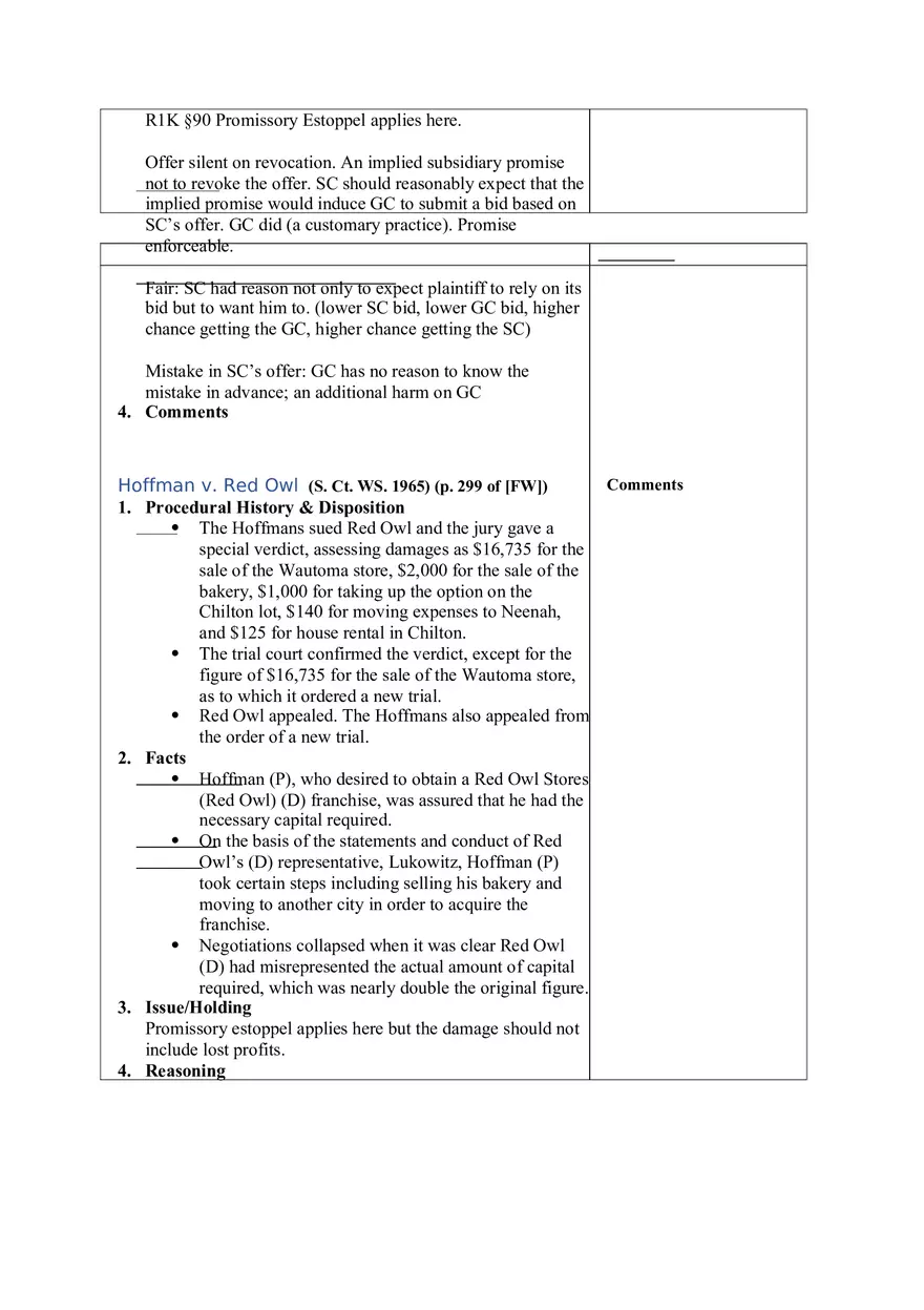 Contracts Case Briefs - Lecture Notes Part 3 - Page 1