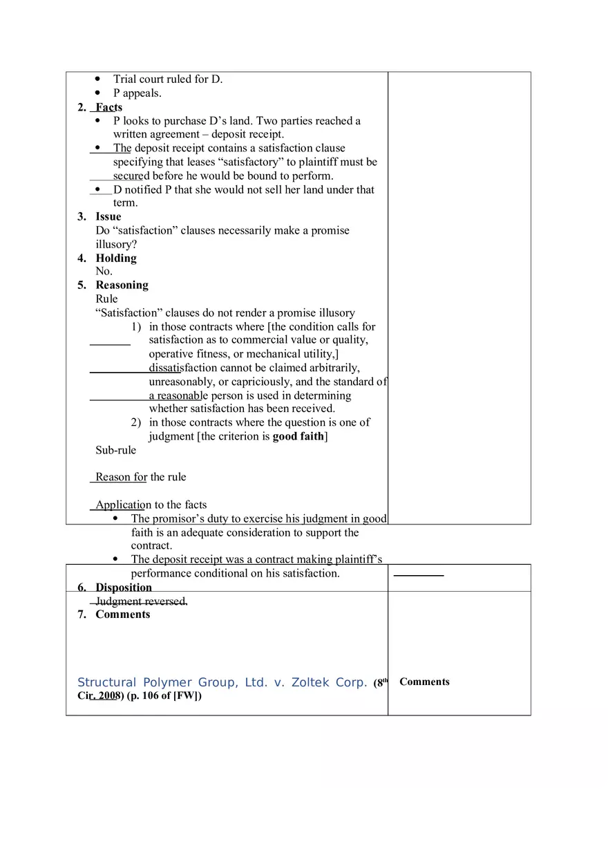 Contracts Case Briefs - Lecture Notes Part 1 - Page 7