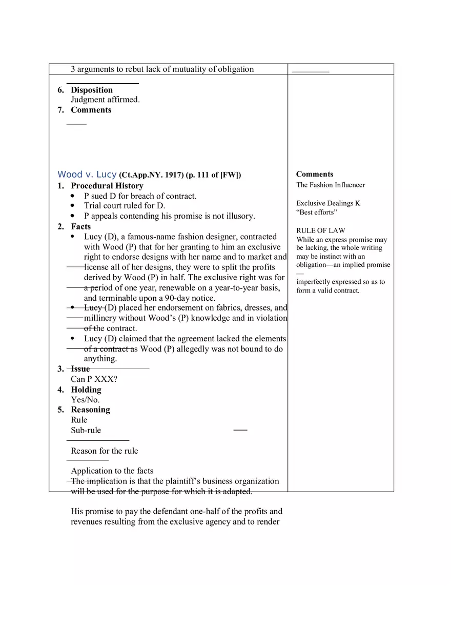 Contracts Case Briefs - Lecture Notes Part 1 - Page 9