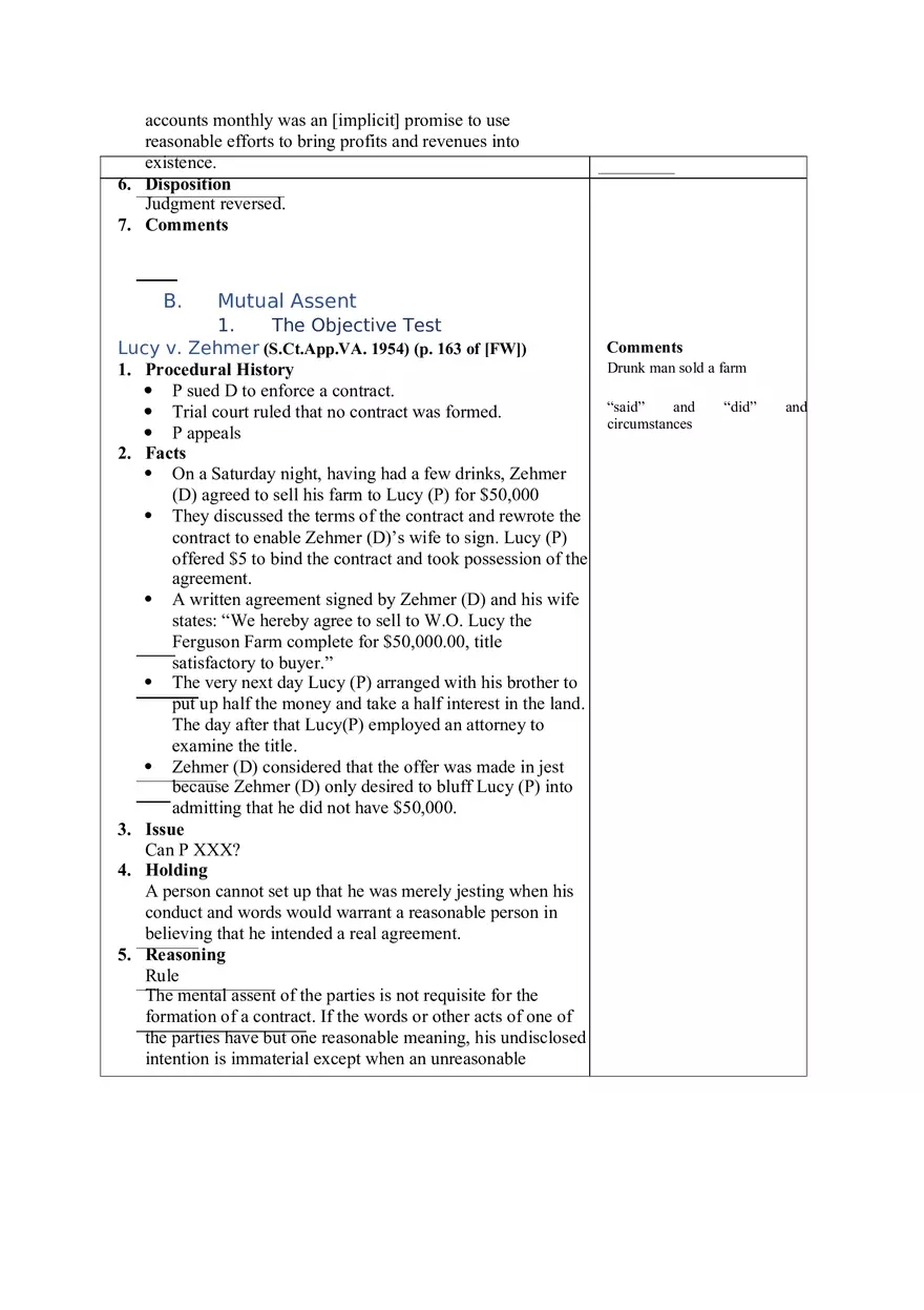 Contracts Case Briefs - Lecture Notes Part 1 - Page 10