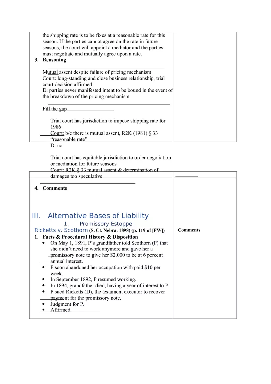 Contracts Case Briefs - Lecture Notes Part 2 - Page 7