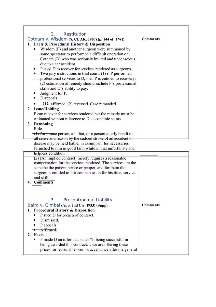 Contracts Case Briefs - Lecture Notes Part 2 - Page 9