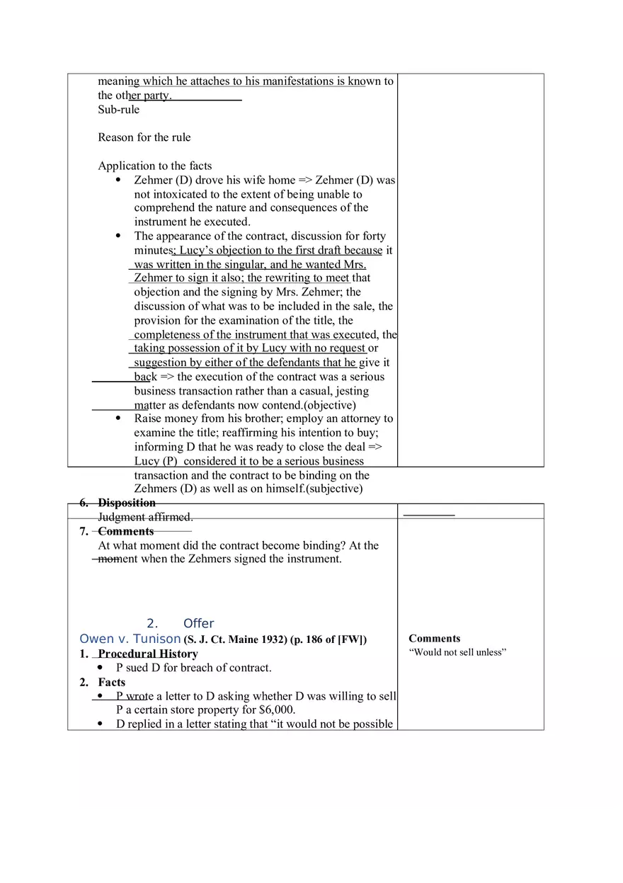Contracts Case Briefs - Lecture Notes Part 2 - Page 1