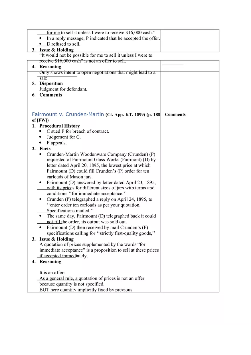 Contracts Case Briefs - Lecture Notes Part 2 - Page 2
