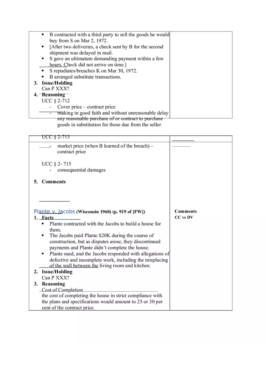 Contracts Case Briefs - Lecture Notes Part 4 - Page 9