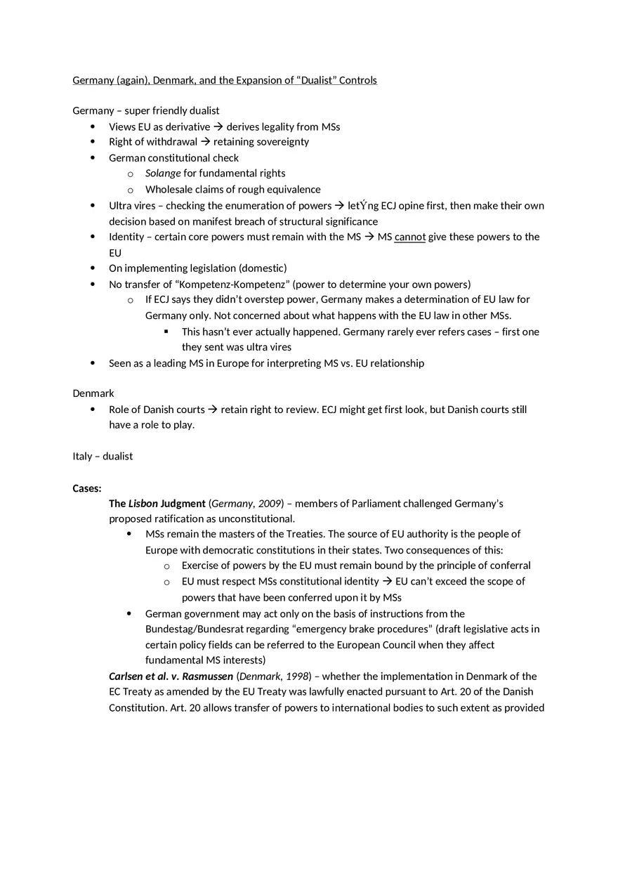 Law Outline - Summary European Union Law Part 1 - Page 8