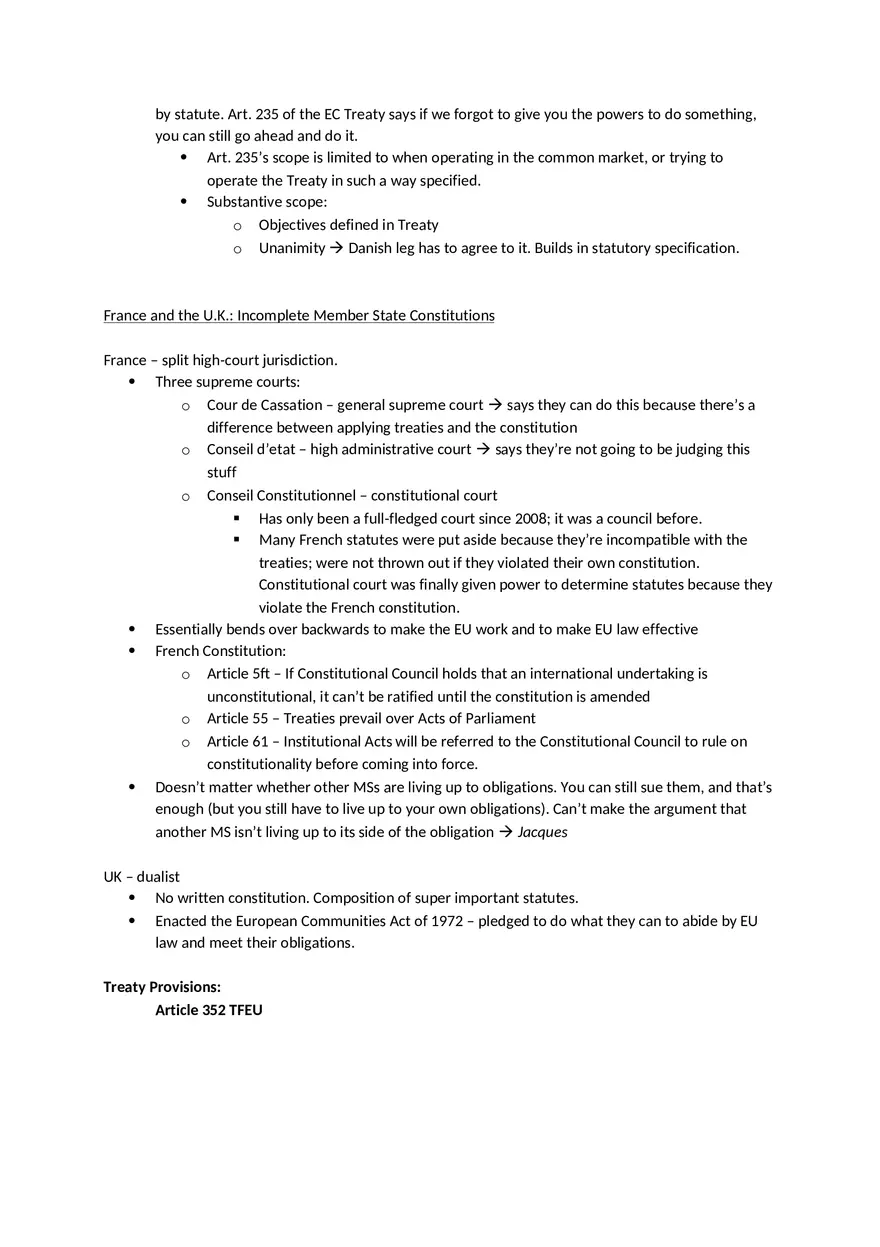 Law Outline - Summary European Union Law Part 1 - Page 9