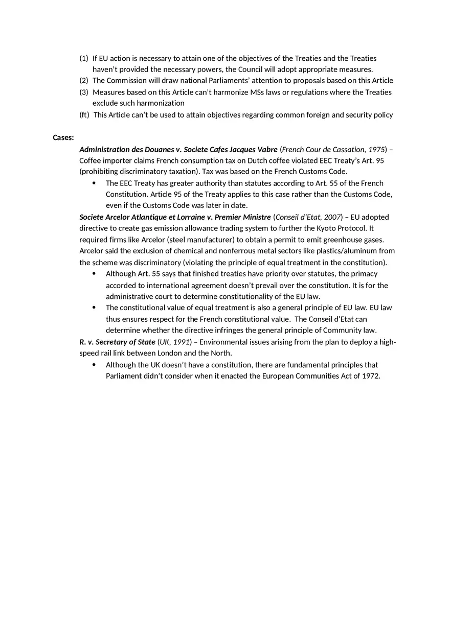 Law Outline - Summary European Union Law Part 1 - Page 10