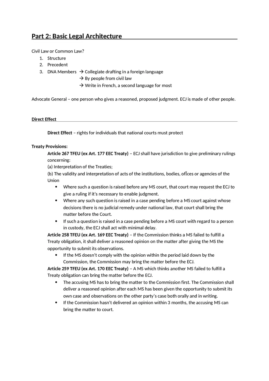Law Outline - Summary European Union Law Part 1 - Page 2