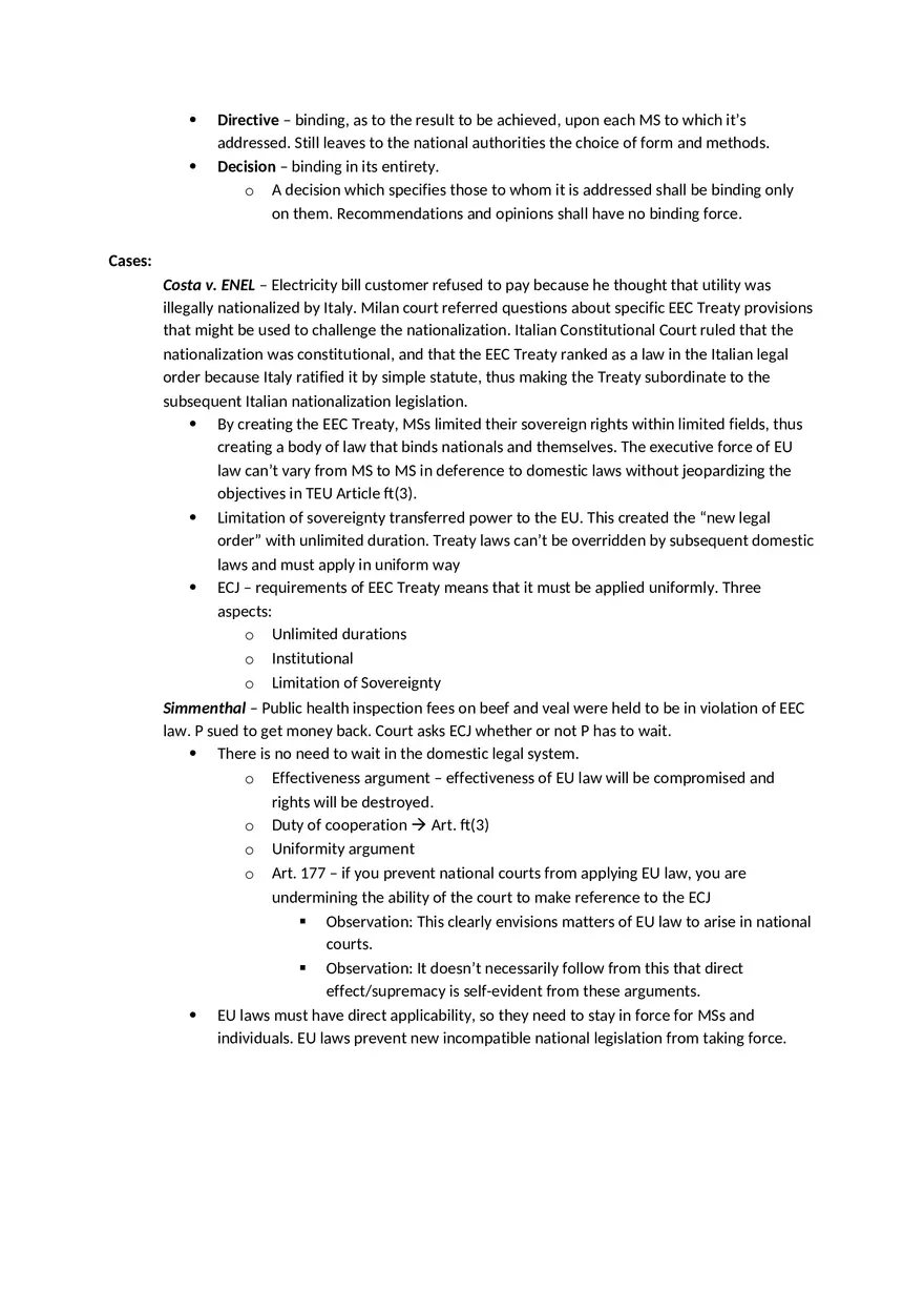 Law Outline - Summary European Union Law Part 1 - Page 4
