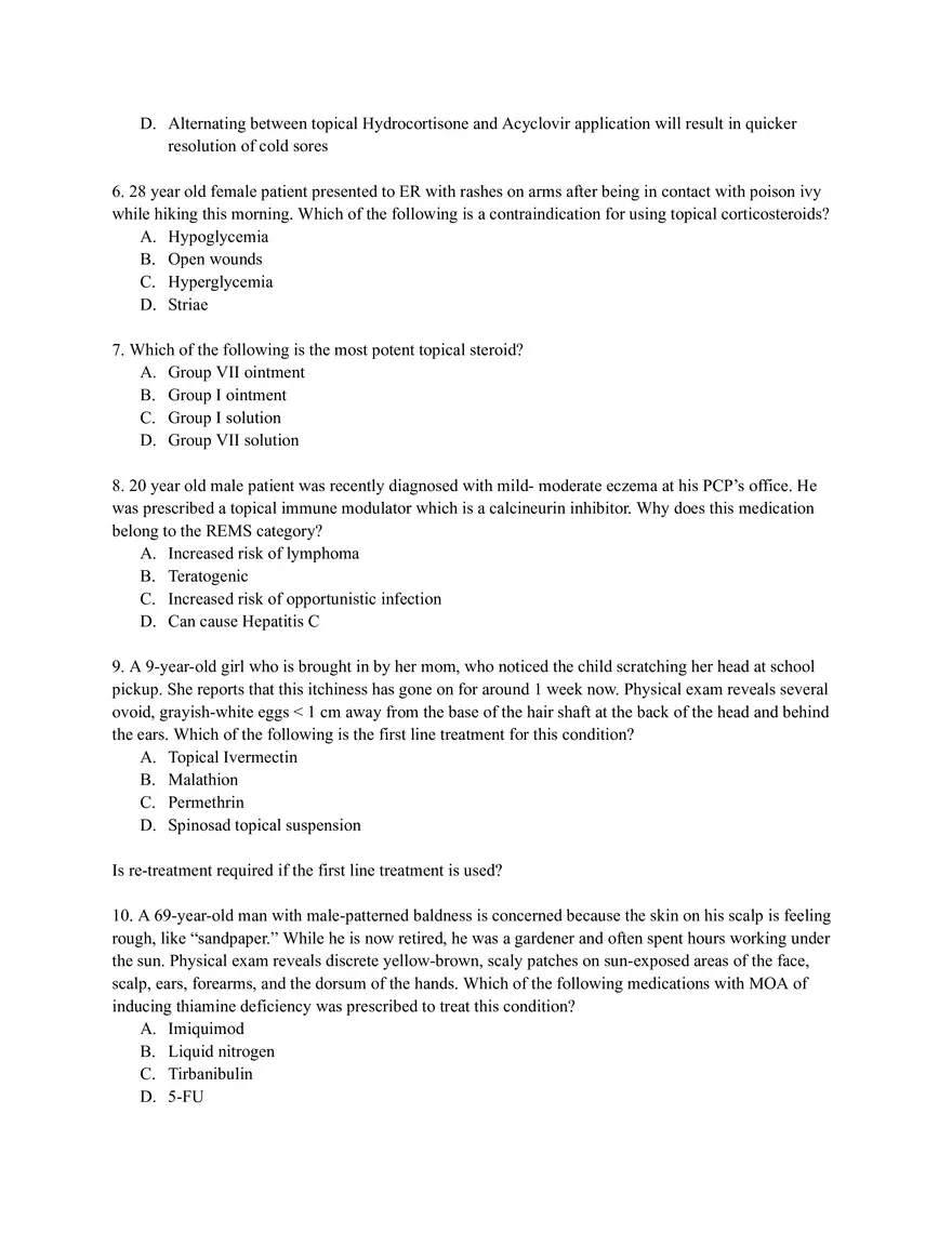 Pharm Tutoring Exam Sample Questions - Page 2