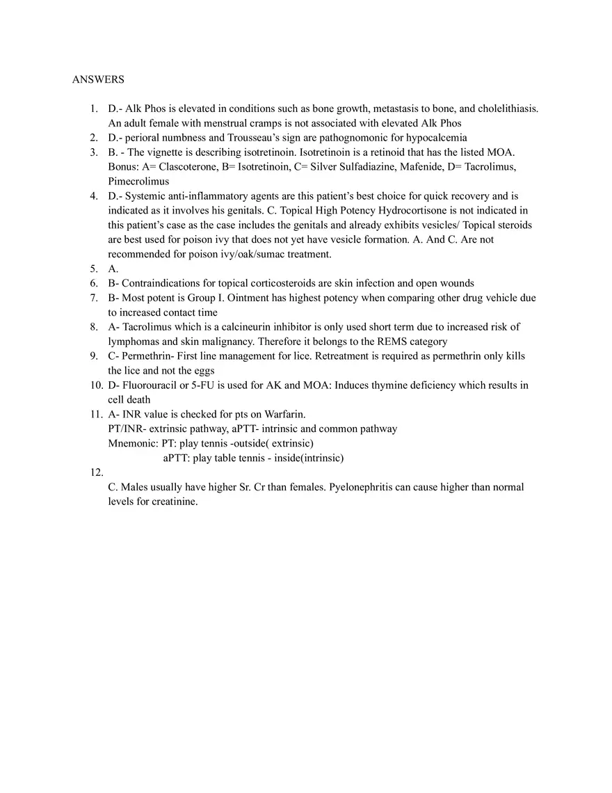 Pharm Tutoring Exam Sample Questions - Page 4