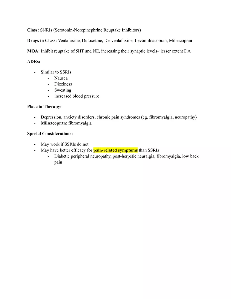 Pharm III Exam 1 - Antidepressants - Page 13