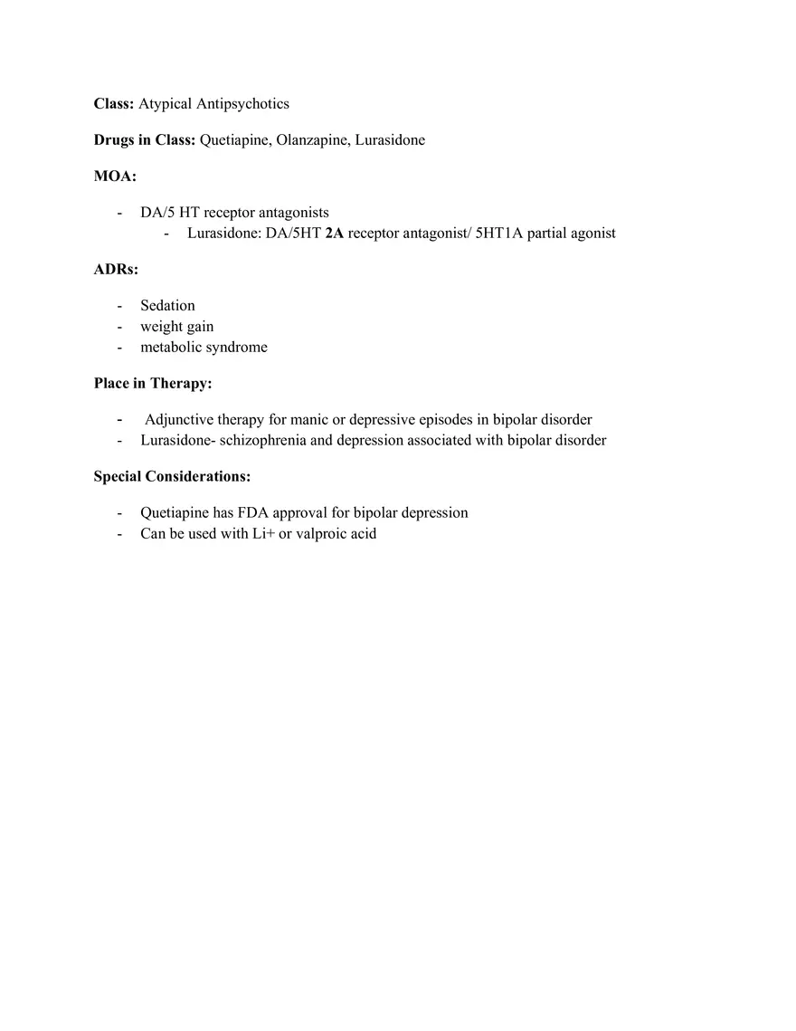 Pharm III Exam 1 - Antidepressants - Page 15