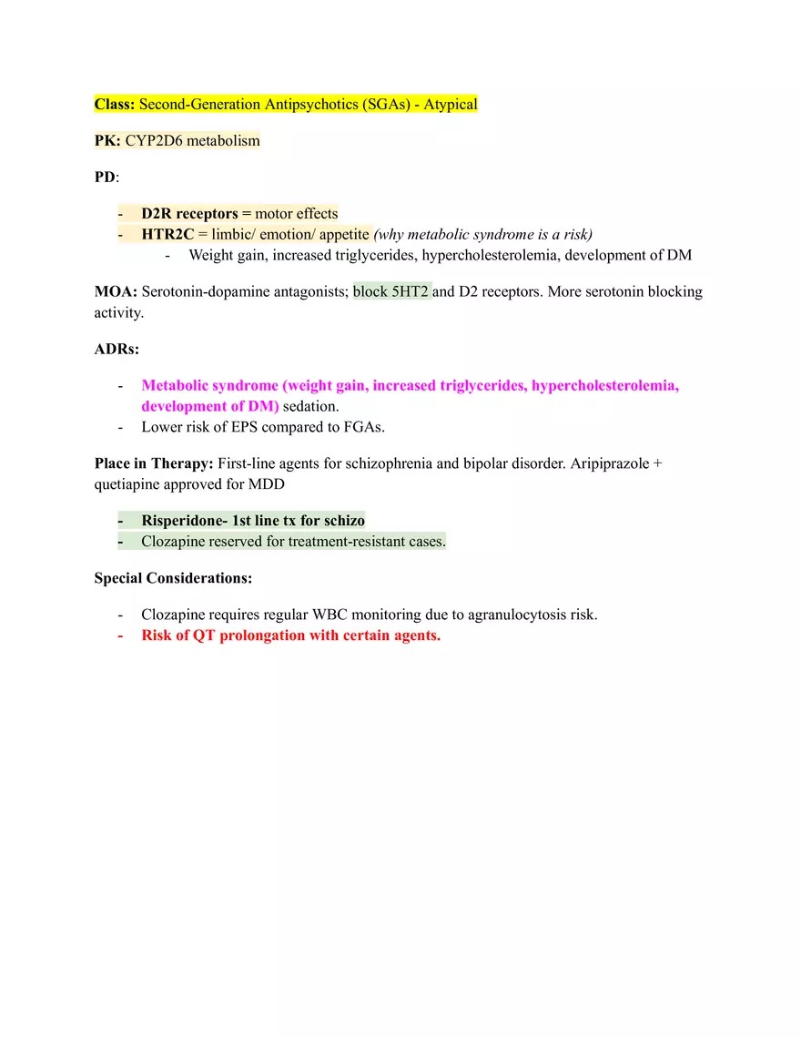Pharm III Exam 1 - Antidepressants - Page 21