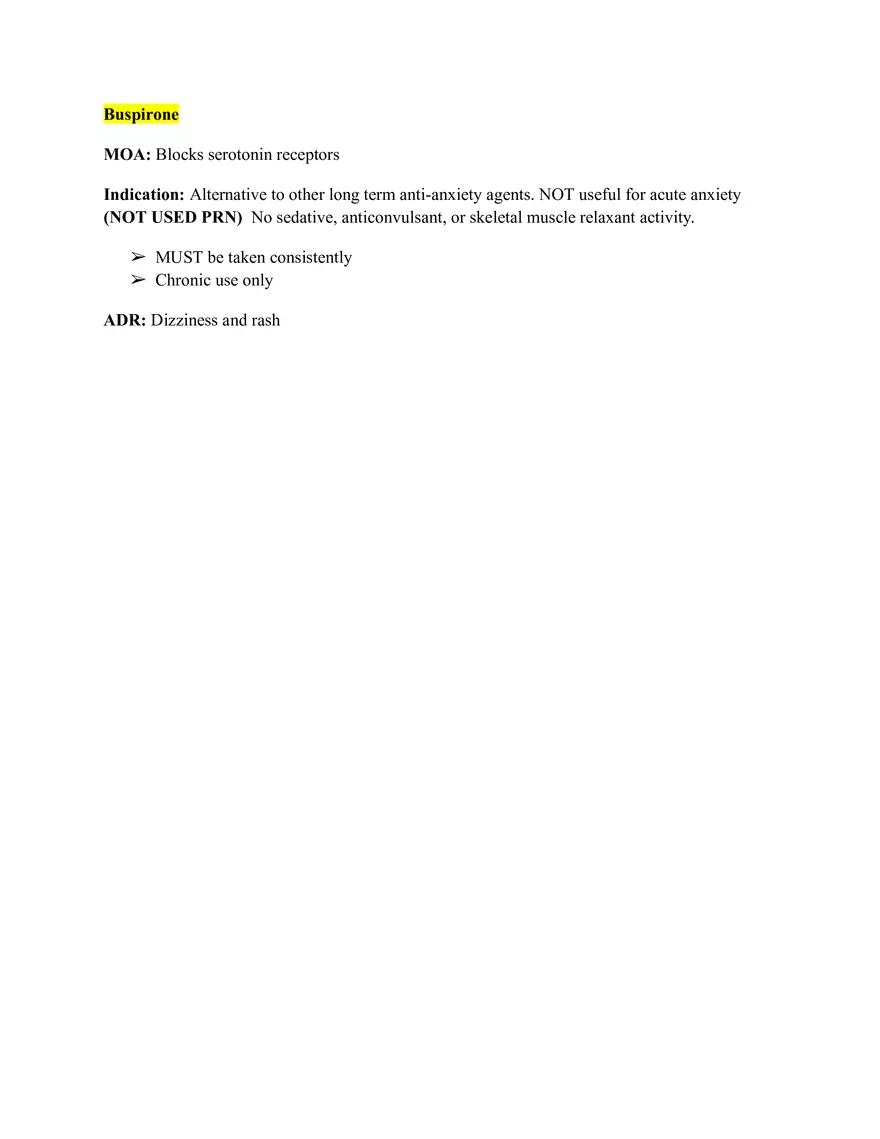 Pharm III Exam 1 - Antidepressants - Page 40