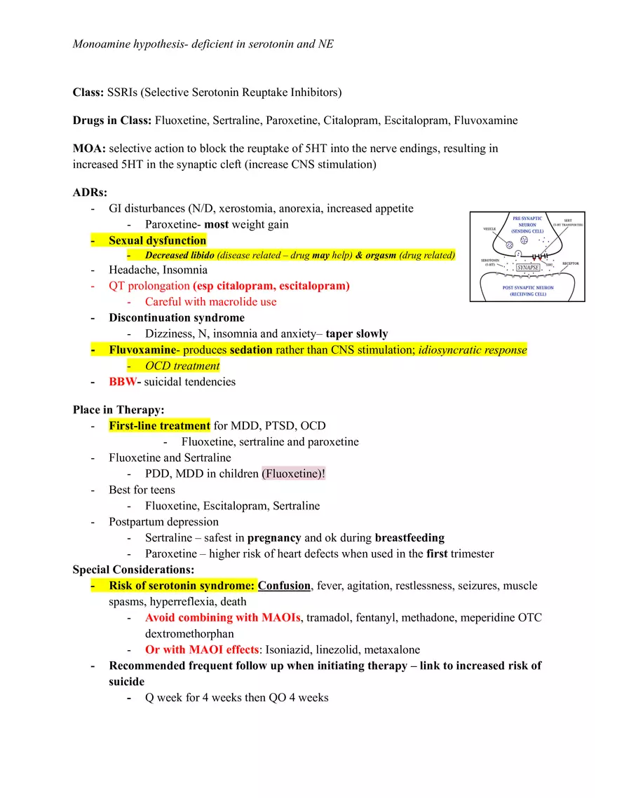 Pharm III Exam 1 - Antidepressants - Page 2