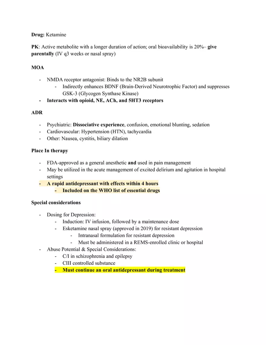 Pharm III Exam 1 - Antidepressants - Page 3