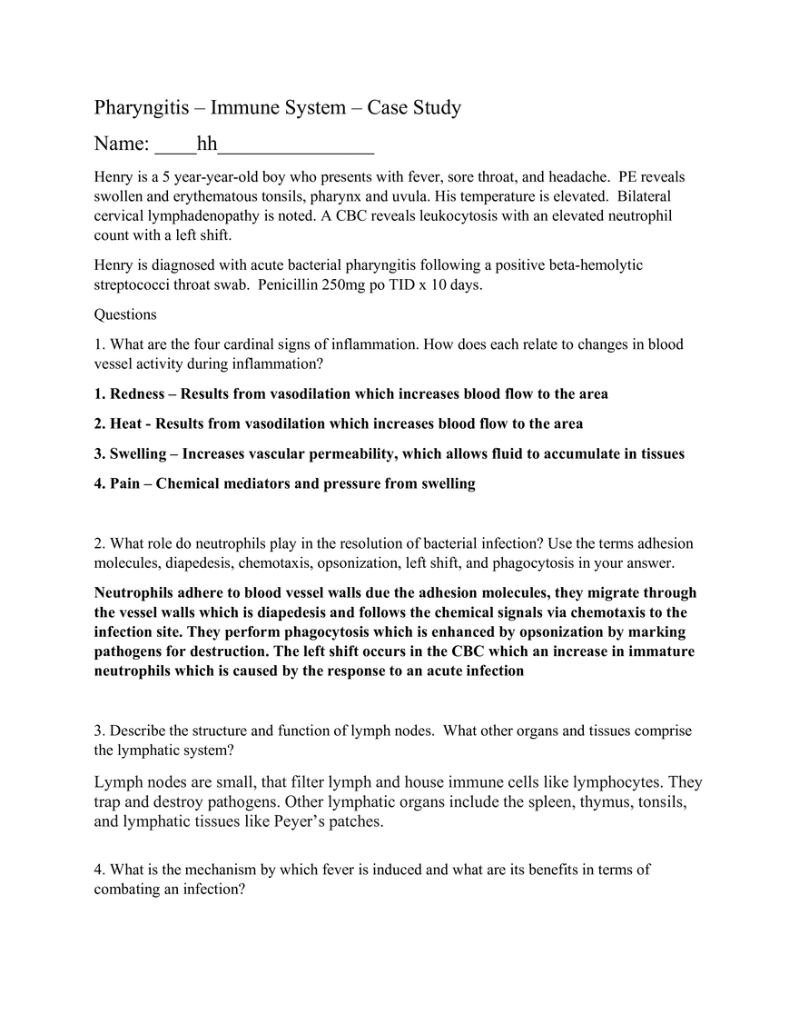 Pharyngitis Immune Case Study - Page 1