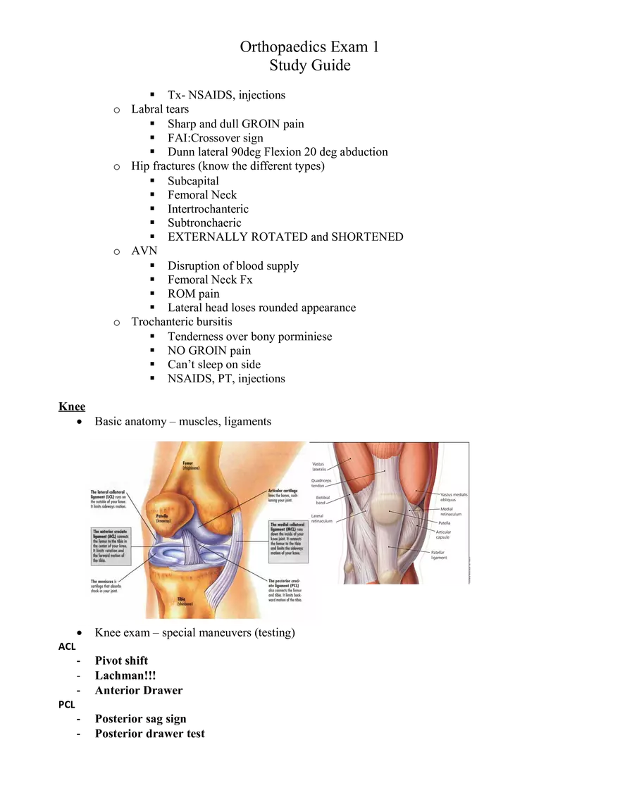 Ortho Exam 1 Study Guide - Page 7