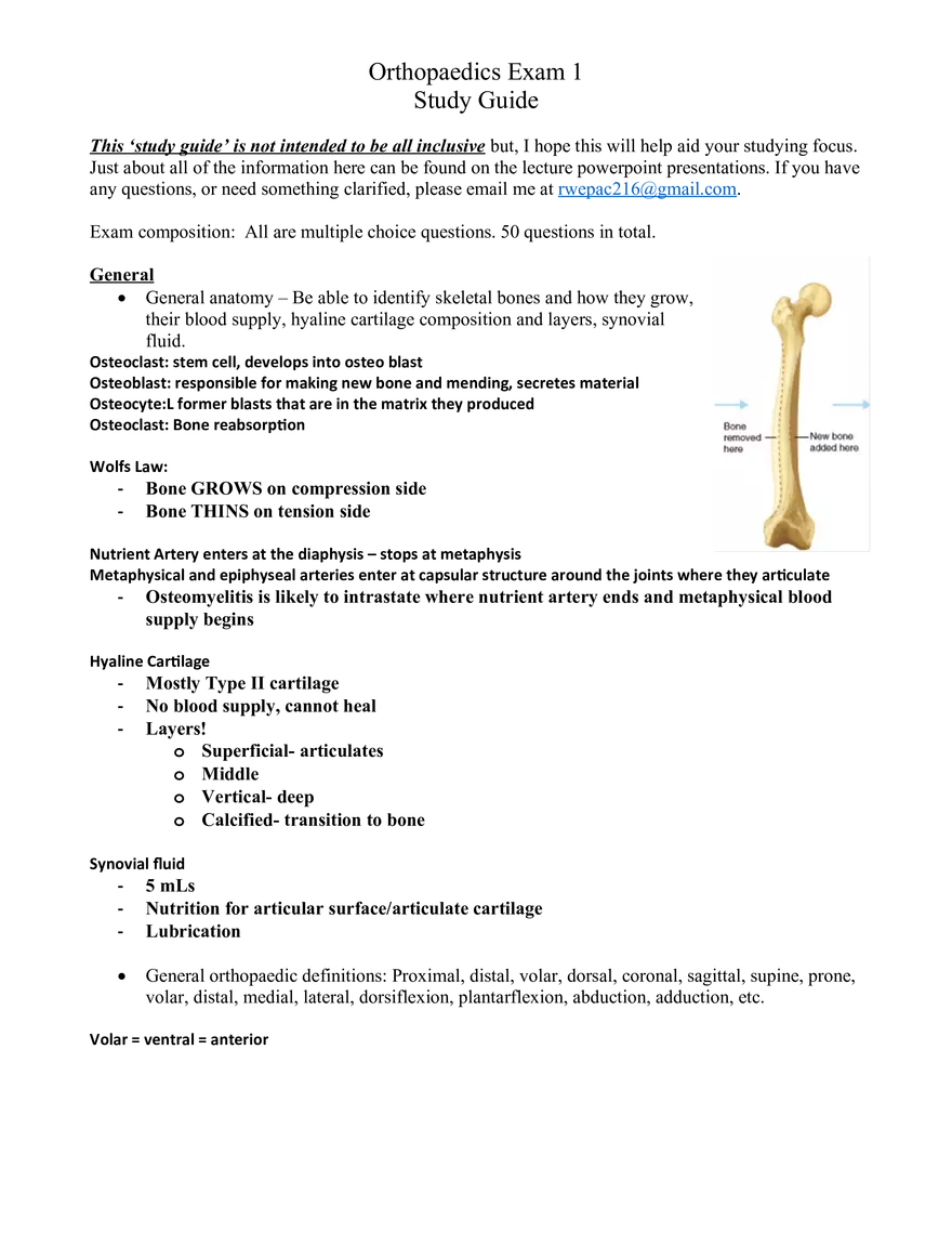 Ortho Exam 1 Study Guide - Page 1
