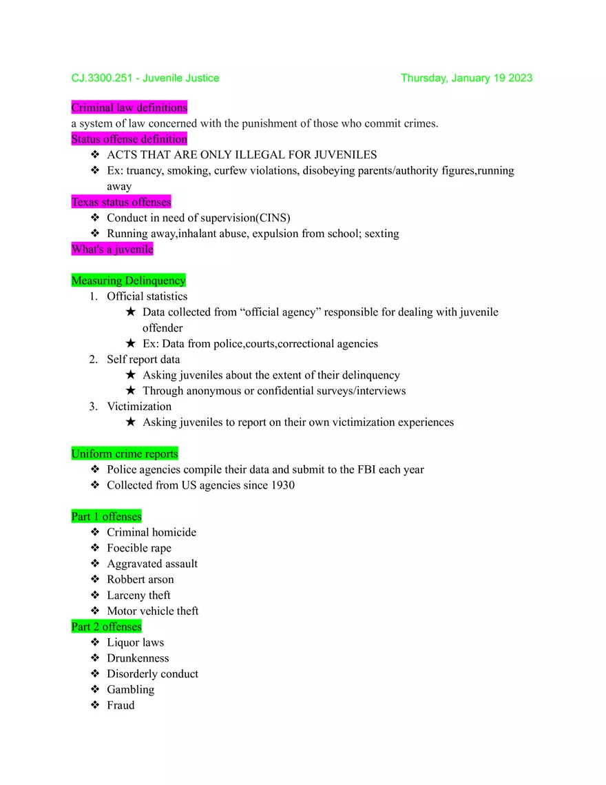 Criminal Law Definitions - Page 1