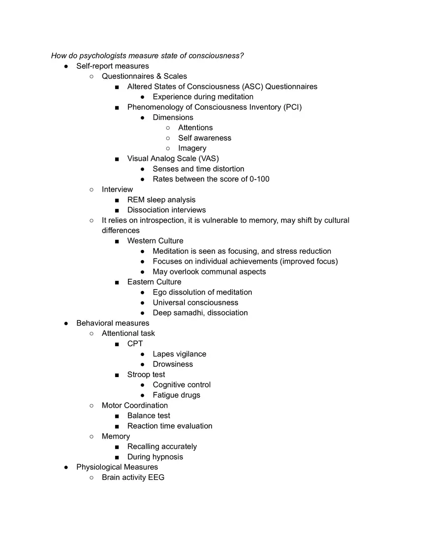 How Psychologists Measure States of Consciousness - Page 1