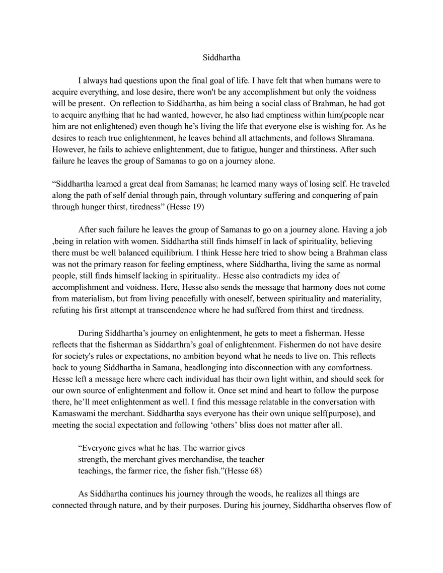 Siddhartha Essay - Page 1