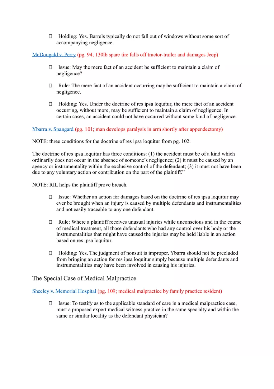 Torts (Case Briefs) Part 1 - Page 7