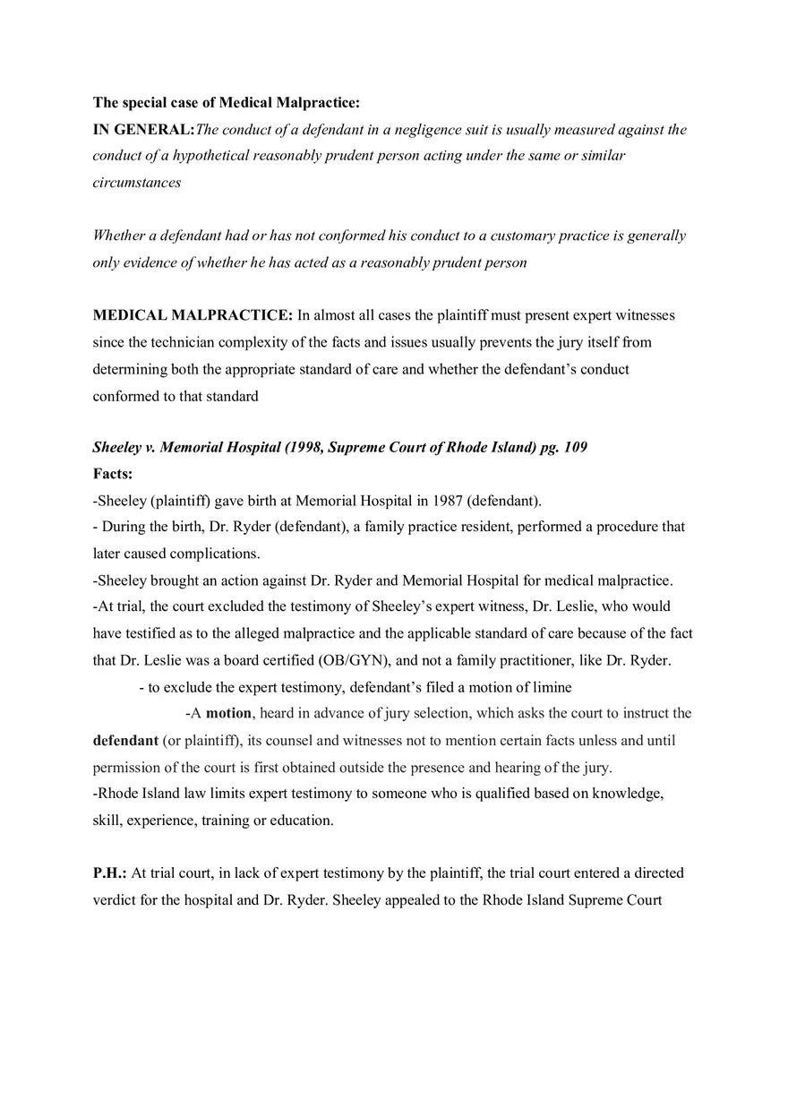 Sheeley v. Memorial Hospital Case Brief - Page 1
