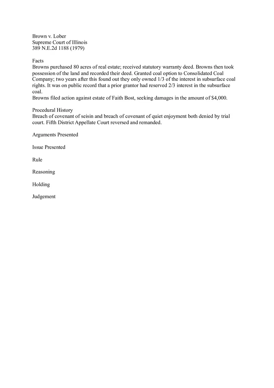 Brown v Lober - Case Brief - Page 1