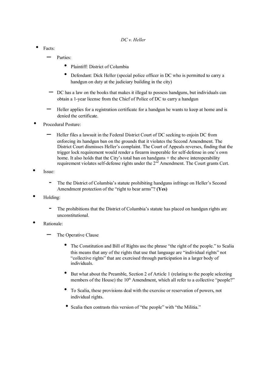 DC vs Heller - Case Brief - Page 1